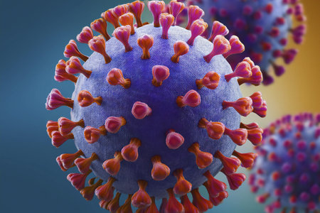 Virus 3d rendering. Medical concept. Virus. Flu. Hemorrhagic fever. Human metapneumovirus. Influenza. Pandemic. Children.の写真素材