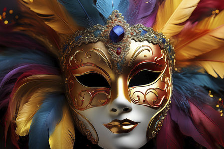 Carnival. Mask. Carnival design for the celebration event. Carnival combines elements such as costumes, groups singing couplets, parades and street parties.の写真素材