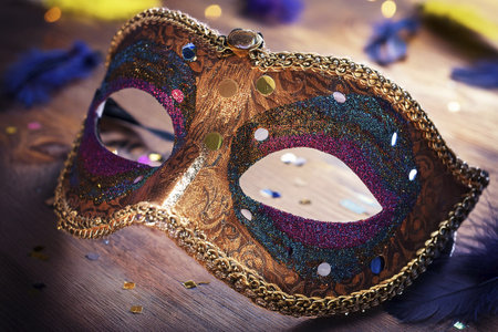 Carnival. Mask. 2025. Carnival design for the celebration event. Carnival combines elements such as costumes, groups singing couplets, parades and street parties. February 27, 2025.の写真素材