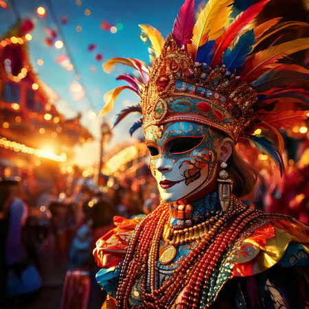 Carnival. Mask. 2025. Carnival design for the celebration event. Carnival combines elements such as costumes, groups singing couplets, parades and street parties. February 27, 2025.の写真素材