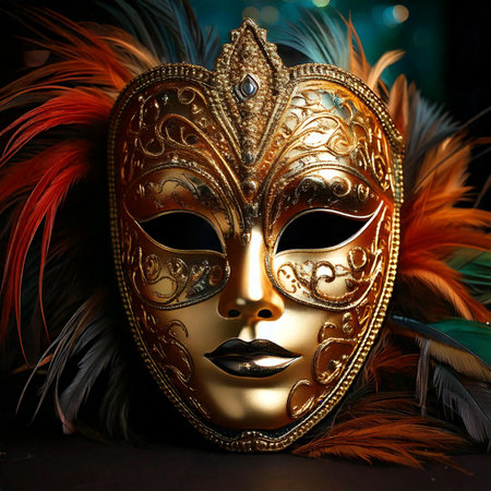 Carnival. Mask. Carnival design for the celebration event. Carnival combines elements such as costumes, groups singing couplets, parades and street parties. February 27, 2025.の写真素材