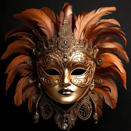 Carnival. Mask. Carnival design for the celebration event. Carnival combines elements such as costumes, groups singing couplets, parades and street parties.の写真素材