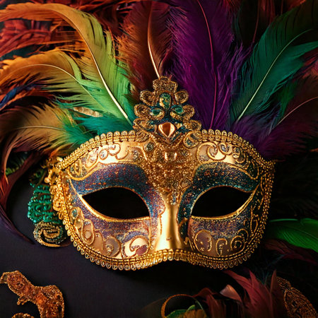 Carnival. Mask. 2025. Carnival design for the celebration event. Carnival combines elements such as costumes, groups singing couplets, parades and street parties. February 27, 2025.の写真素材