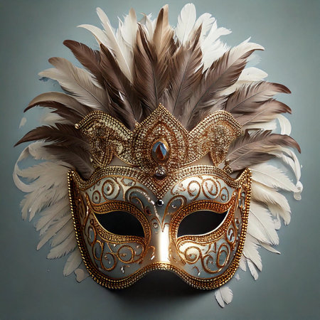 Carnival. Mask. Carnival design for the celebration event. Carnival combines elements such as costumes, groups singing couplets, parades and street parties.の写真素材