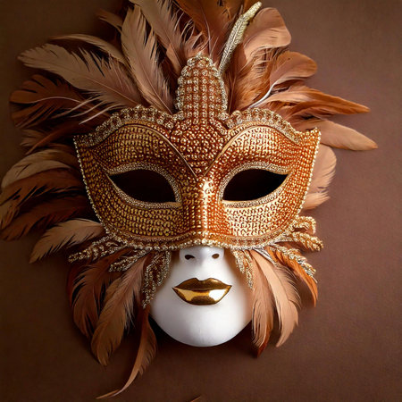Carnival. Mask. Carnival design for the celebration event. Carnival combines elements such as costumes, groups singing couplets, parades and street parties.の写真素材