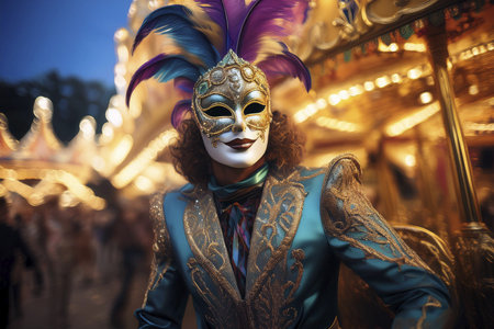 Traditional Venetian carnival mask in Venice, ITALYの写真素材