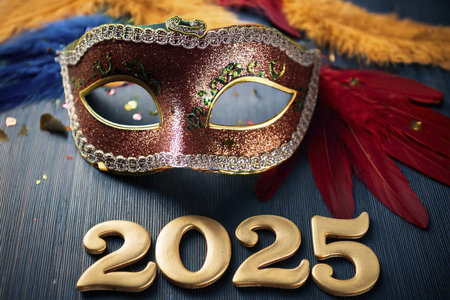 Carnival. Mask. Carnival design for the celebration event. Carnival combines elements such as...