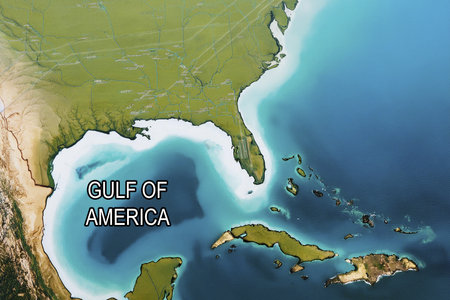 Gulf of America from above. 3D illustration with detailed surface.の写真素材