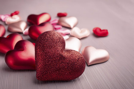 Valentine. Valentine's Day greeting cards. Modern minimalist aesthetic design with hearts,...