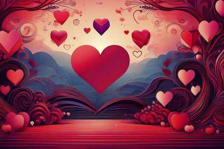 Valentine's Day greeting cards. Modern minimalist aesthetic design with hearts, typography and...