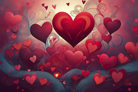 Valentine's day background with hearts. Vector illustration for your designの写真素材
