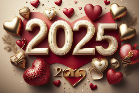 Valentine. Valentine's Day greeting cards. Modern minimalist aesthetic design with hearts, typography and lettering. Template for invitation, cover, banner, poster and flyer. 2025の写真素材
