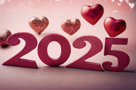 Valentine. Valentine's Day greeting cards. Modern minimalist aesthetic design with hearts, typography and lettering. Template for invitation, cover, banner, poster and flyer. 2025の写真素材