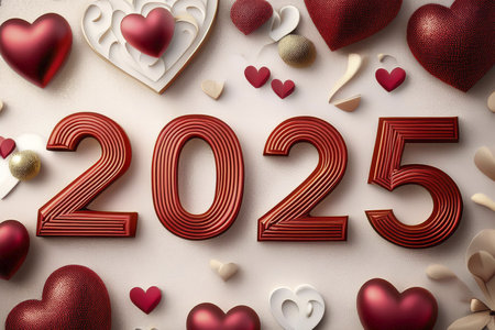 Valentine. Valentine's Day greeting cards. Modern minimalist aesthetic design with hearts, typography and lettering. Template for invitation, cover, banner, poster and flyer. 2025の写真素材