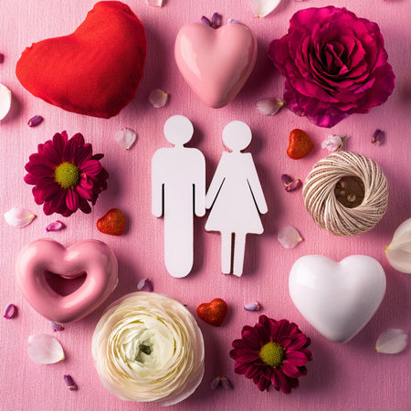 Valentine. Valentine's Day greeting cards. Modern minimalist aesthetic design with hearts, typography and lettering. Template for invitation, cover, banner, poster and flyer. Februの写真素材