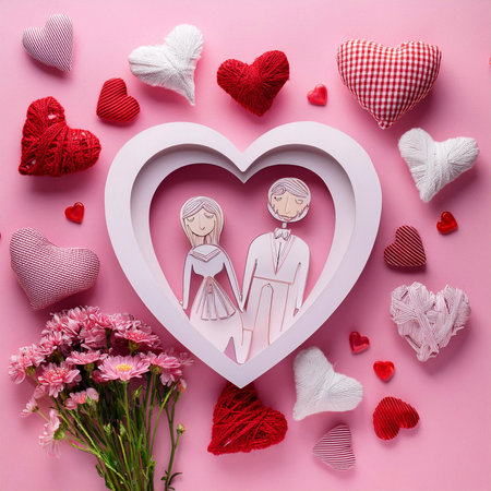 Valentine. Valentine's Day greeting cards. Modern minimalist aesthetic design with hearts, typography and lettering. Template for invitation, cover, banner, poster and flyer. Februの写真素材