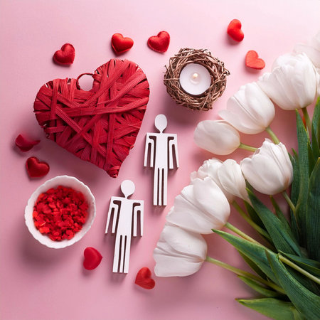 Valentine. Valentine's Day greeting cards. Modern minimalist aesthetic design with hearts, typography and lettering. Template for invitation, cover, banner, poster and flyer. Februの写真素材