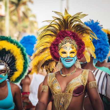 Carnival. 2025. Carnival, performance and woman with samba for dance, parade and event in Brazil....