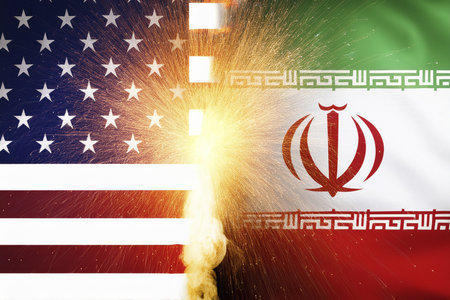 Escalating Tensions: Israel, Iran, and USA in Conflict Zone. Tensions between Israel (Tel Aviv, Herzliya), Iran, and USA escalate, critical situationの写真素材