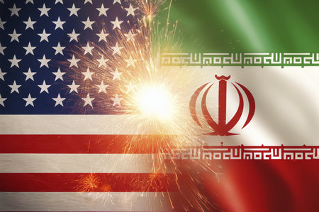 Escalating Tensions: Israel, Iran, and USA in Conflict Zone. Tensions between Israel (Tel Aviv, Herzliya), Iran, and USA escalate, critical situationの写真素材