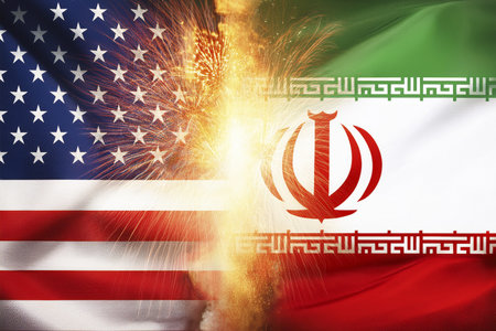 Escalating Tensions: Israel, Iran, and USA in Conflict Zone. Tensions between Israel (Tel Aviv, Herzliya), Iran, and USA escalate, critical situationの写真素材