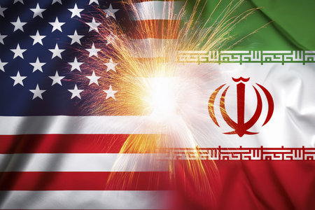 Escalating Tensions: Israel, Iran, and USA in Conflict Zone. Tensions between Israel (Tel Aviv, Herzliya), Iran, and USA escalate, critical situationの写真素材