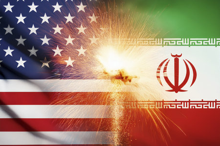 Escalating Tensions: Israel, Iran, and USA in Conflict Zone. Tensions between Israel (Tel Aviv, Herzliya), Iran, and USA escalate, critical situationの写真素材