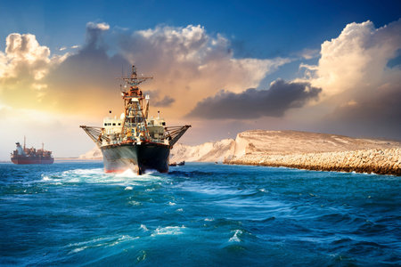 Iran Threatens to Close Strait of Hormuz: Global Crisis Looms. Iran considers closing Strait of Hormuz, impacting global trade. War in the Middle East. Iran. Israel. USA. 2025の写真素材