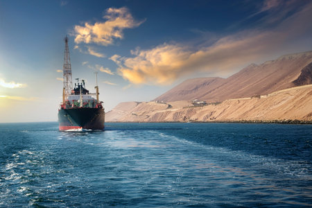 Iran Threatens to Close Strait of Hormuz: Global Crisis Looms. Iran considers closing Strait of Hormuz, impacting global trade. War in the Middle East. Iran. Israel. USA. 2025の写真素材