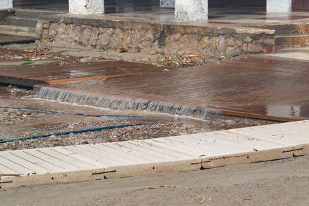 Floods in Spain caused by intense rain storm and DANA. Torrential rain and storm cause flooding in several regions. July 2025の写真素材