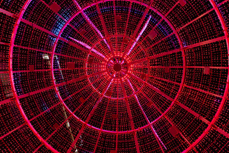 Stunning view of the Christmas lights in Vigo, Galicia, Spain. Streets, squares, and trees are...