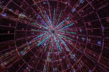 Stunning view of the Christmas lights in Vigo, Galicia, Spain. Streets, squares, and trees are...