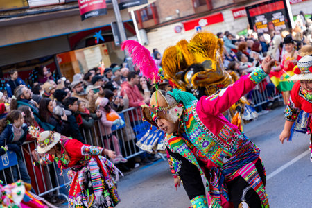Chinese citizens celebrating Lunar New Year in the streets during public festivities marking the...