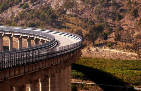 fragment of autostrada at sicily on the way to Agrigento from Messinaの写真素材