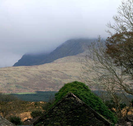 Typical Irish landscape on windy day in Dingle peninsula, Brandon headの写真素材