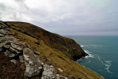 Typical Irish landscape on windy day in Dingle peninsulaの写真素材