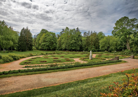 Botanic park of Palanga amber Museum and residence of duke Tishkevich made in soft HDR