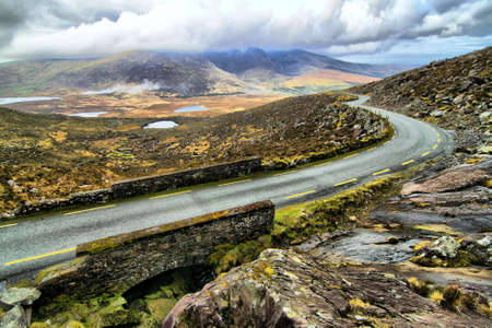 Beautifull pass in hills of Dingle serpentine roadの写真素材