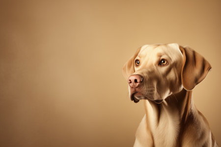 Portrait of a Vizsla dog on a brown background.の素材