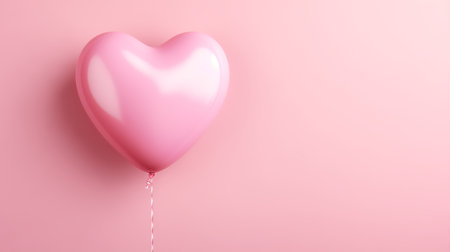 Pink heart shaped balloon on pink background, valentines day conceptの素材