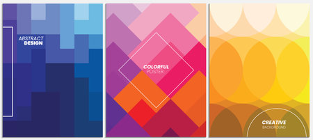 Colorful mosaic covers set. Minimal geometric pattern background. Modern vector illustration.のイラスト素材