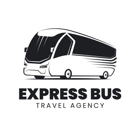Express bus travel agency logo illustration on light backgroundのイラスト素材