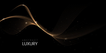 Abstract luxury background with golden glowing lines for poster, banner, backdropのイラスト素材