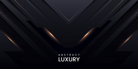 Abstract luxury geometric dark background with glowing lines and golden glowのイラスト素材