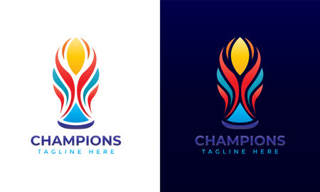 Champions cup and trophy logo abstract colorful gradient illustration for sports tournamentのイラスト素材