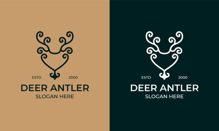 Deer antler logo design and icon inspiration, deer head with anchor illustration in ethnic styleのイラスト素材