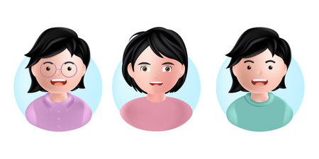 Girl cute 3d cartoon avatar vector illustration isolated on white background