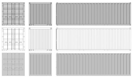Shipping Container Front Back Side view     のイラスト素材