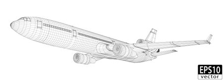 Plane Wireframe   EPS10 Vectorのイラスト素材