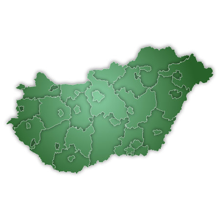 The detailed map of Hungary with regions or states. Administrative divisionのイラスト素材